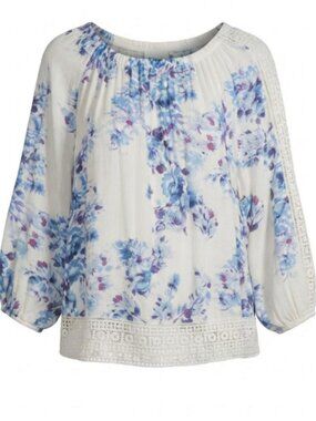 Zac & Rachel Floral Lace Trim Blouse Top